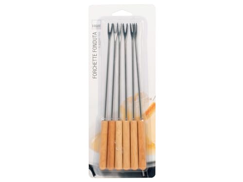 Lacor Fourchettes à fondue inox manche bois (lot de 6)